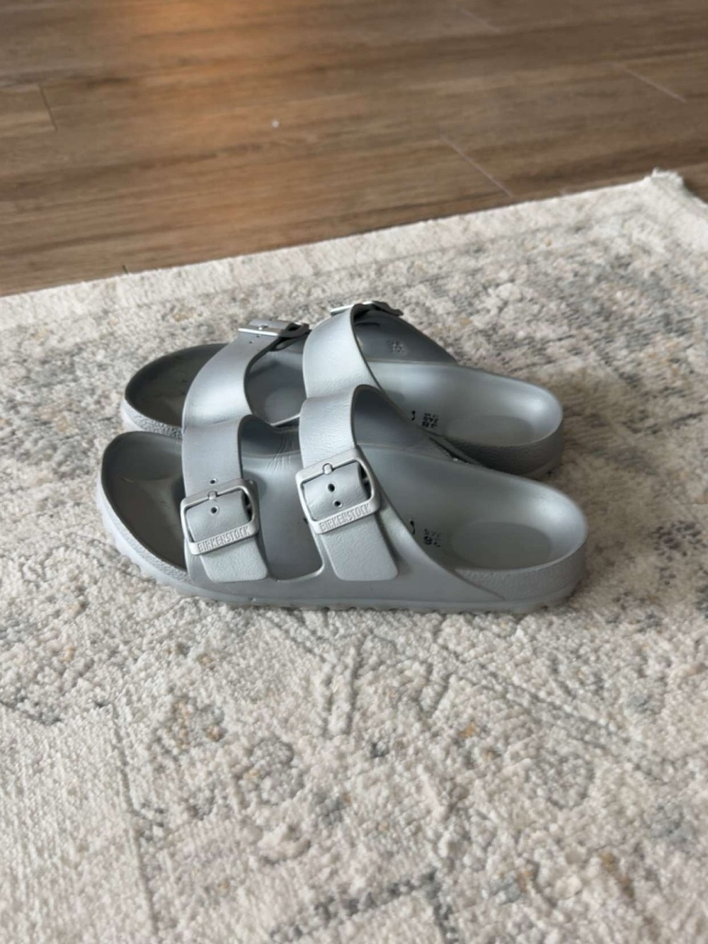 Metallic silver Birkenstocks